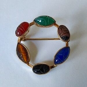 Vintage Catamore Gold Filled Scarab Egyptian Revival Fashion Brooch